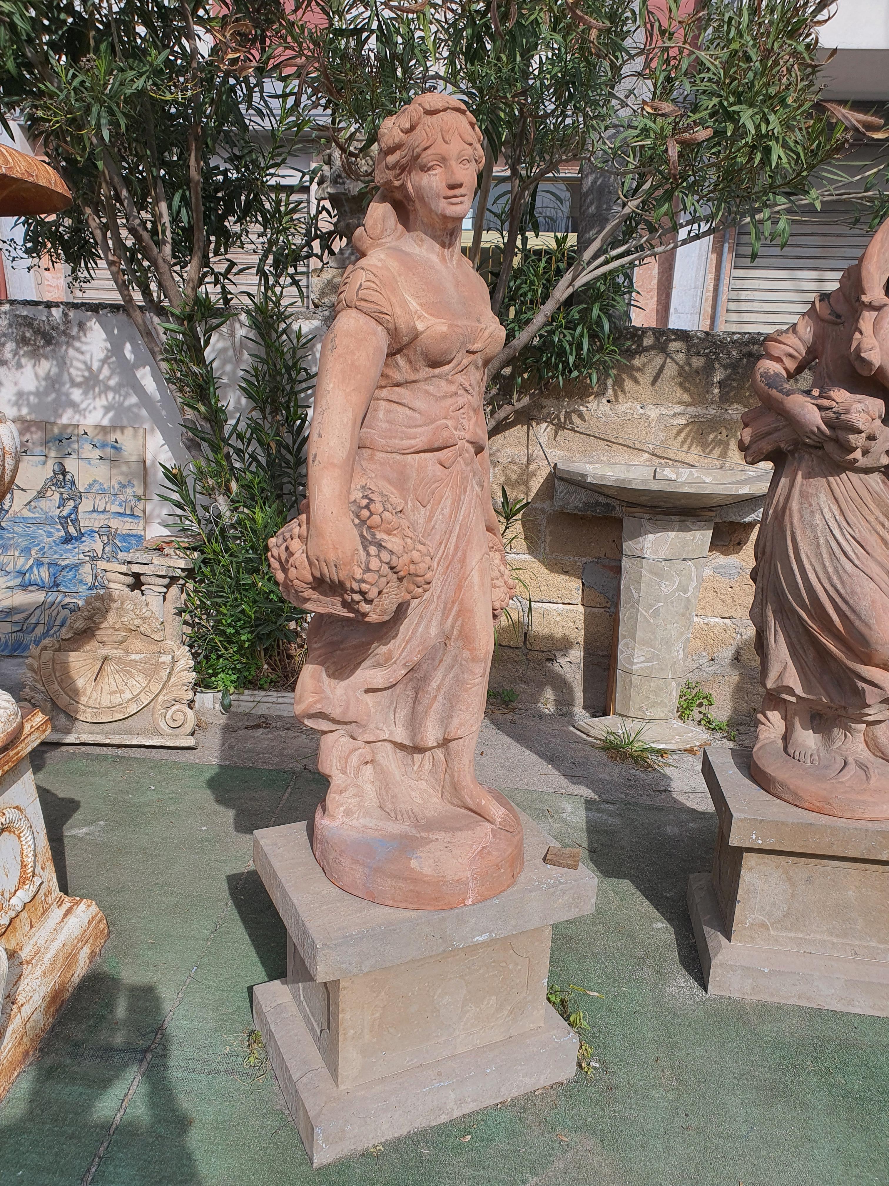 Stone 20th Century Italian Sculptures in Terracotta, Four Seasons Statues