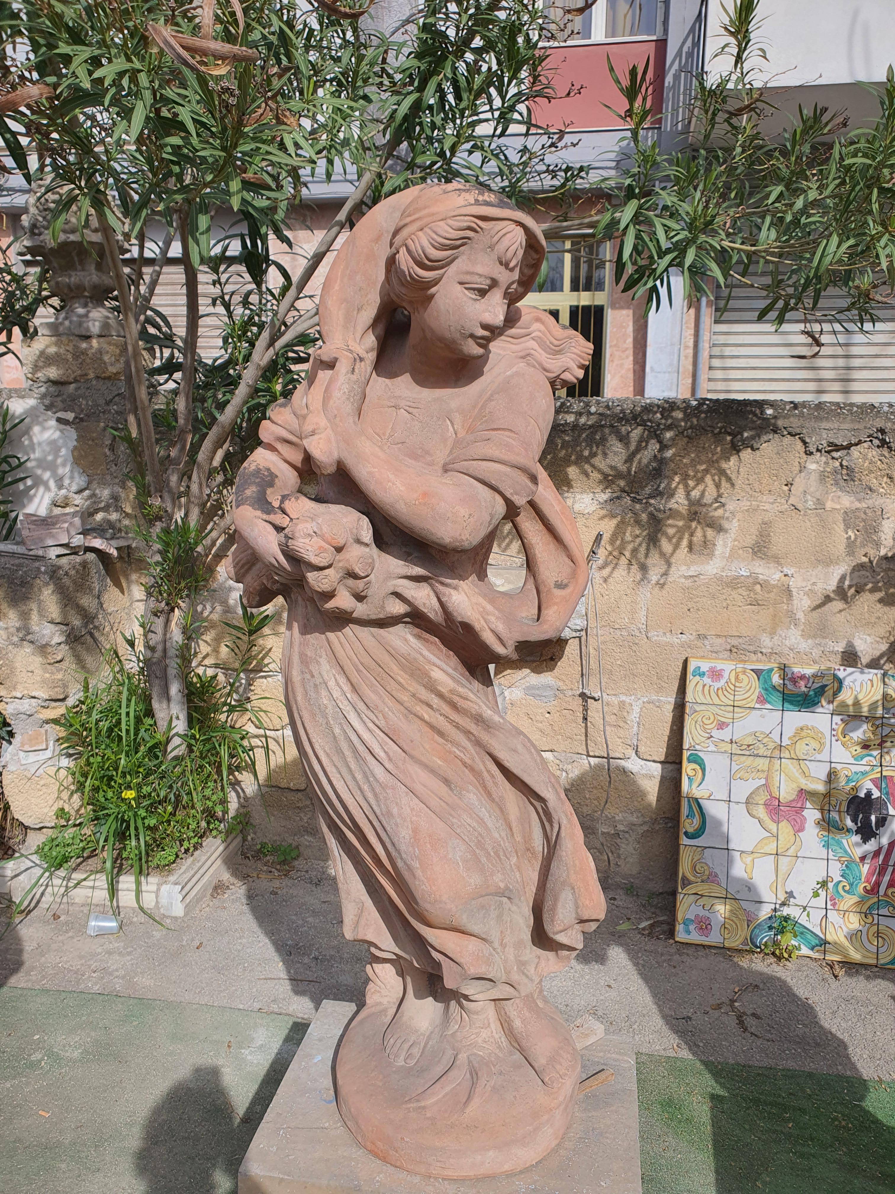 20th Century Italian Sculptures in Terracotta, Four Seasons Statues For Sale 3