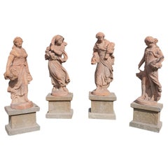 20th Century Italian Sculptures in Terracotta, Four Seasons Statues