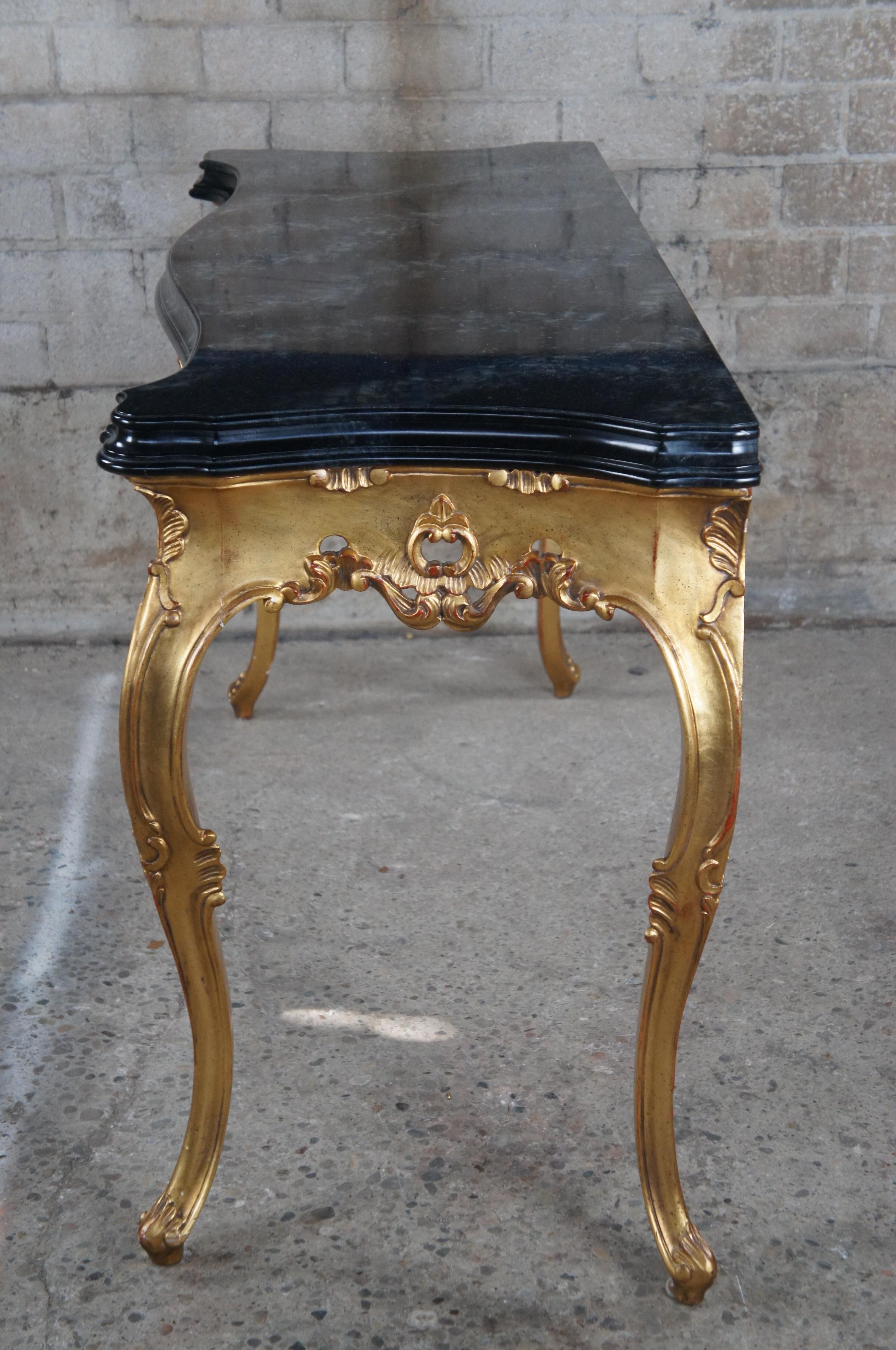 20th Century Italian Serpentine Baroque Rococo Style Faux Marble Console Table For Sale 6
