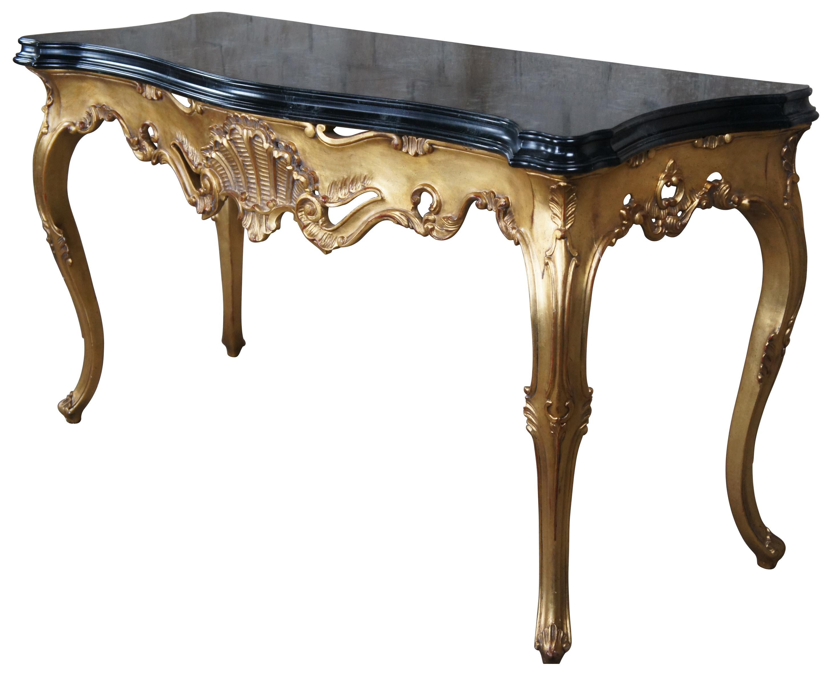 20th Century Italian Serpentine Baroque Rococo Style Faux Marble Console Table In Good Condition For Sale In Dayton, OH