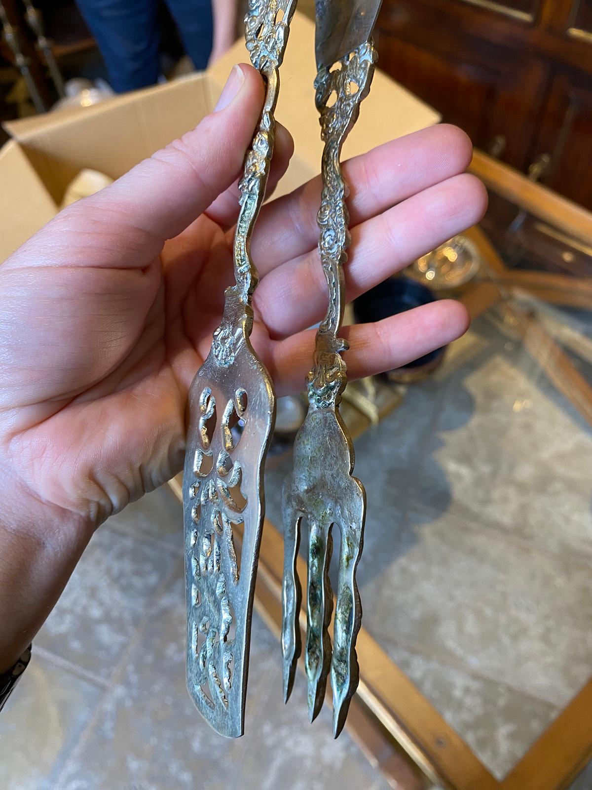Pince à charcuterie italienne de service du 20ème siècle en métal argenté avec grandon, marquée en vente 6