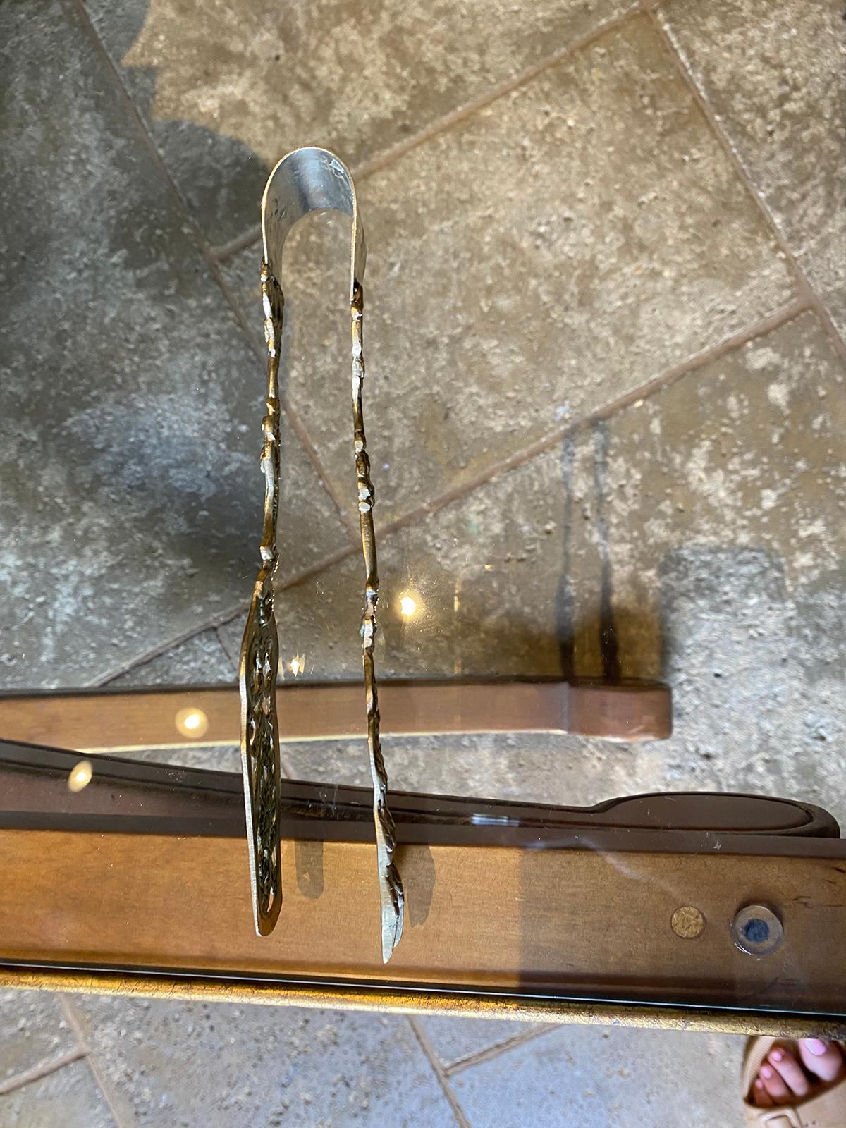 20ième siècle Pince à charcuterie italienne de service du 20ème siècle en métal argenté avec grandon, marquée en vente