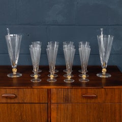 20th Century Italian Set Of 2 Carafes & 12 Glasses By Italo Varisco, Venice