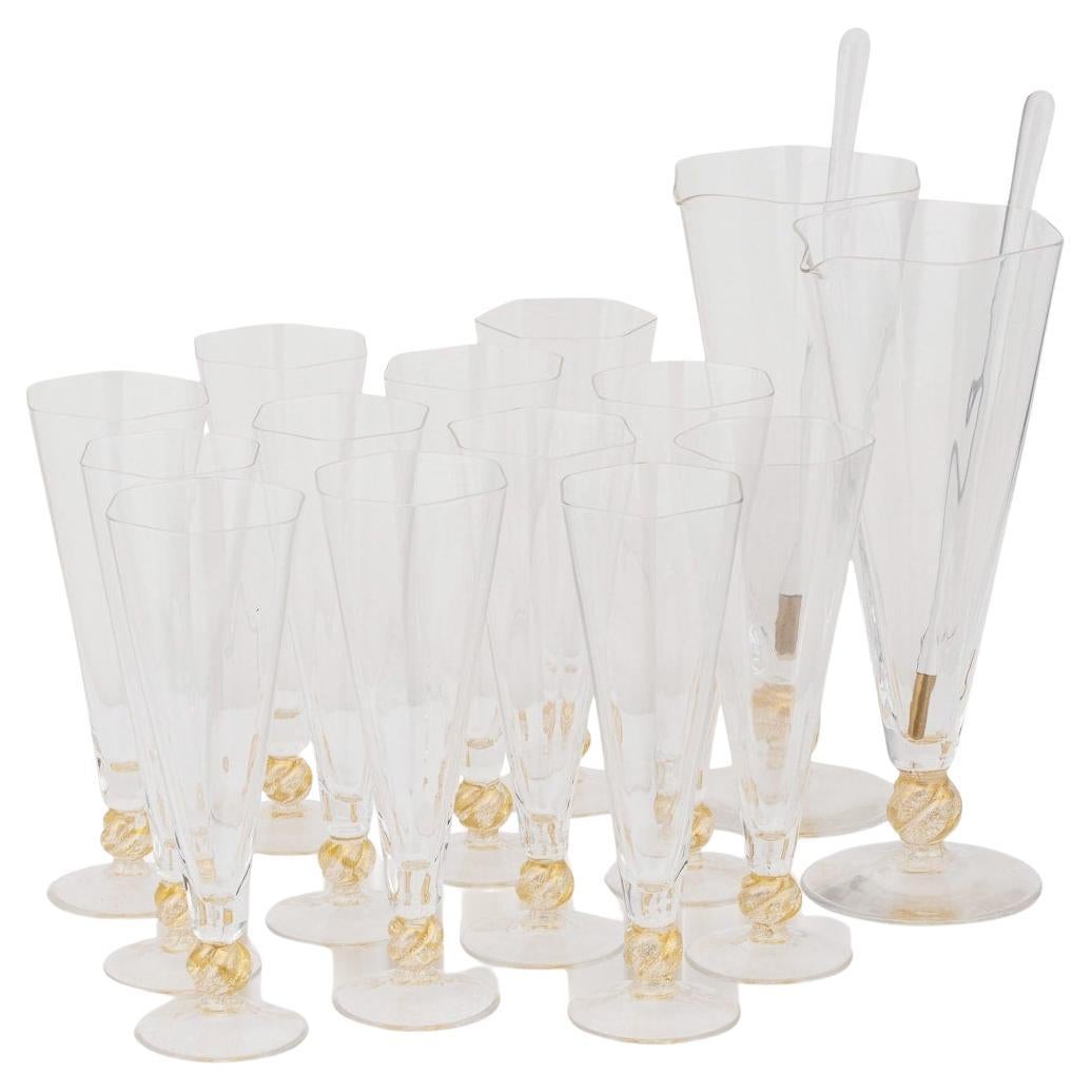 Set di 2 caraffe e 12 bicchieri del XX secolo di Italo Varisco, Venezia