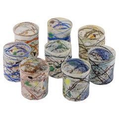 20th Century Italian Set Of 8 Handmade Drinking Glasses, Murano
