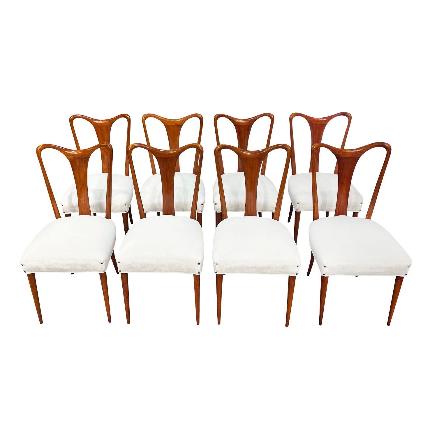 Mid-Century Modern 20th Century Italian Set of Eight Rosewood Dining Room Chairs by Vittorio Dassi For Sale