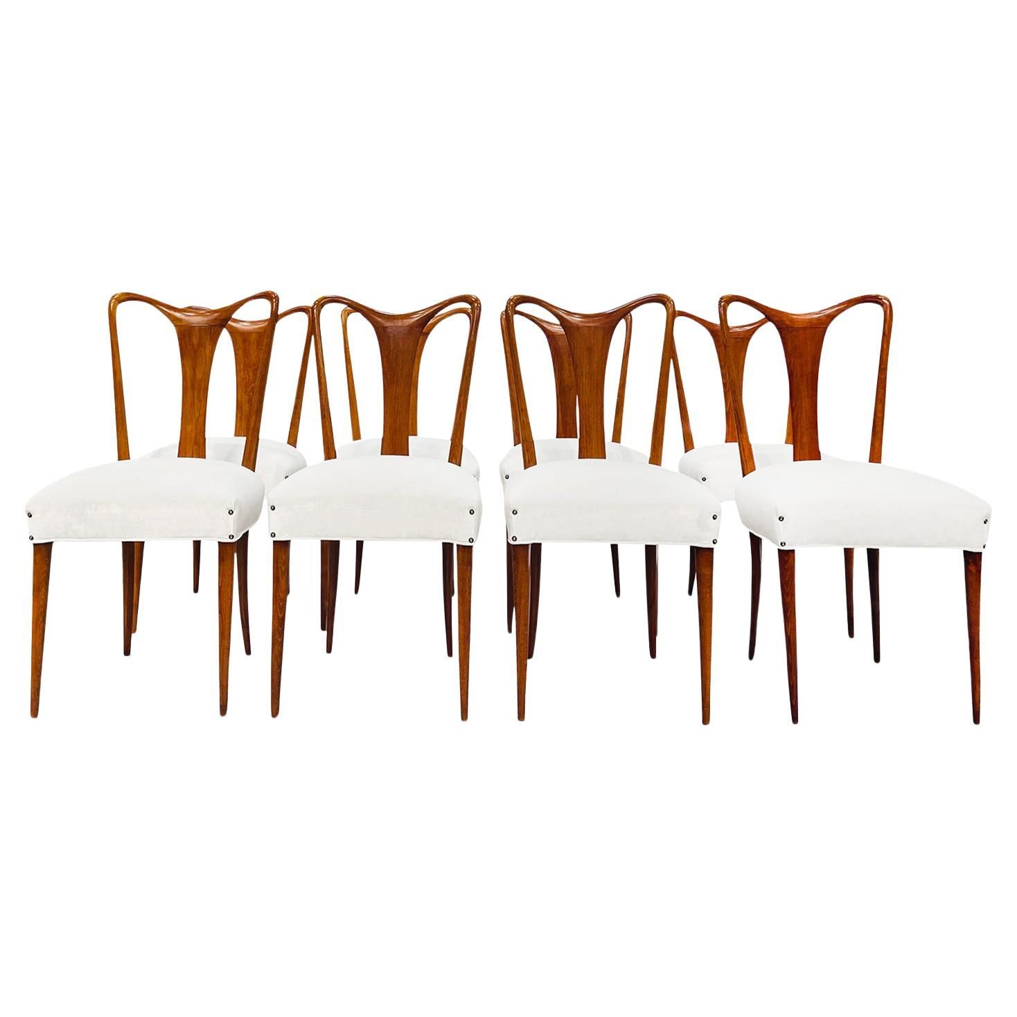 Ensemble italien du 20ème siècle de huit chaises de salle à manger en bois de rose par Vittorio Dassi