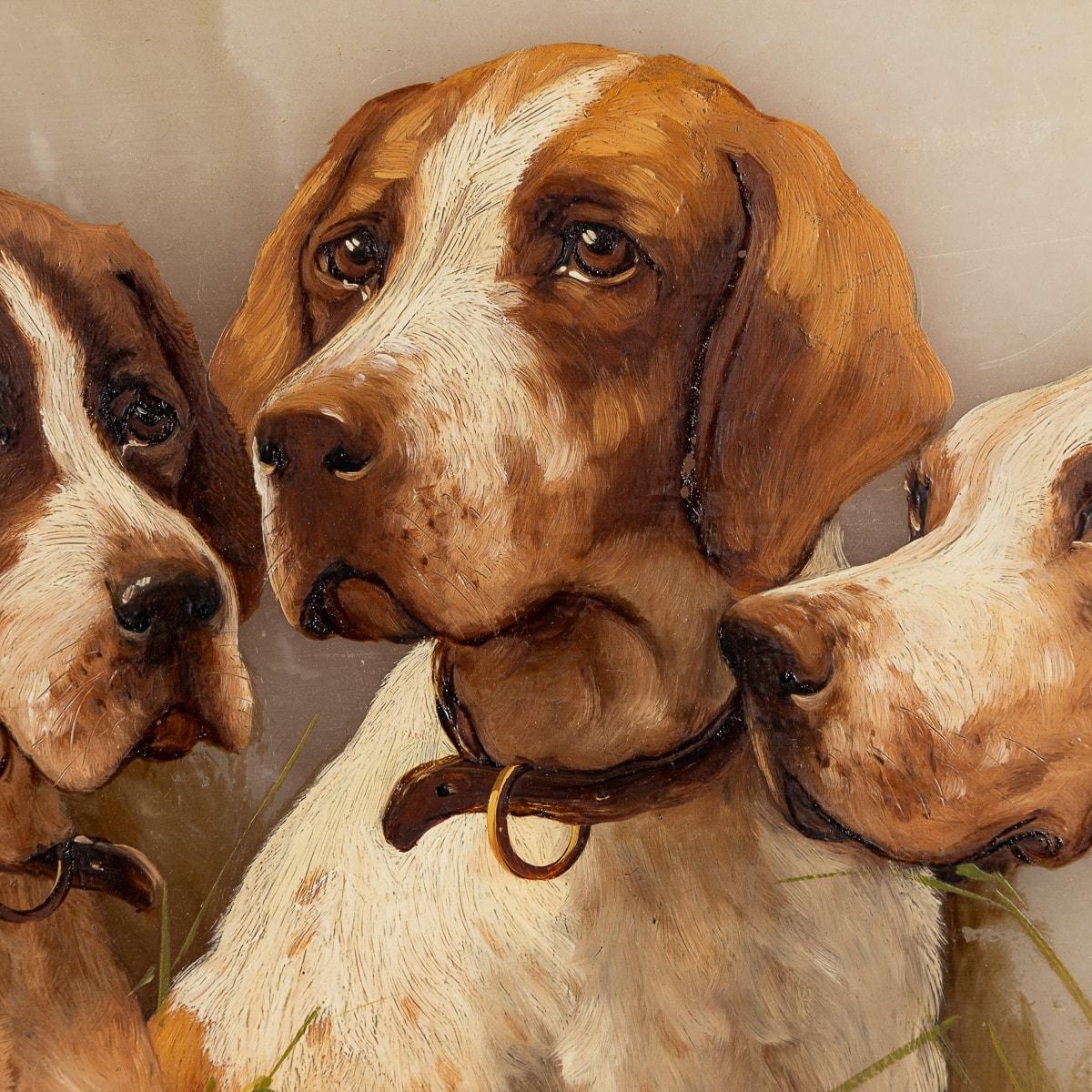 20th Century Italian Set Of Five Oil On Marble Paintings Of Gun Dogs c.1920 For Sale 6