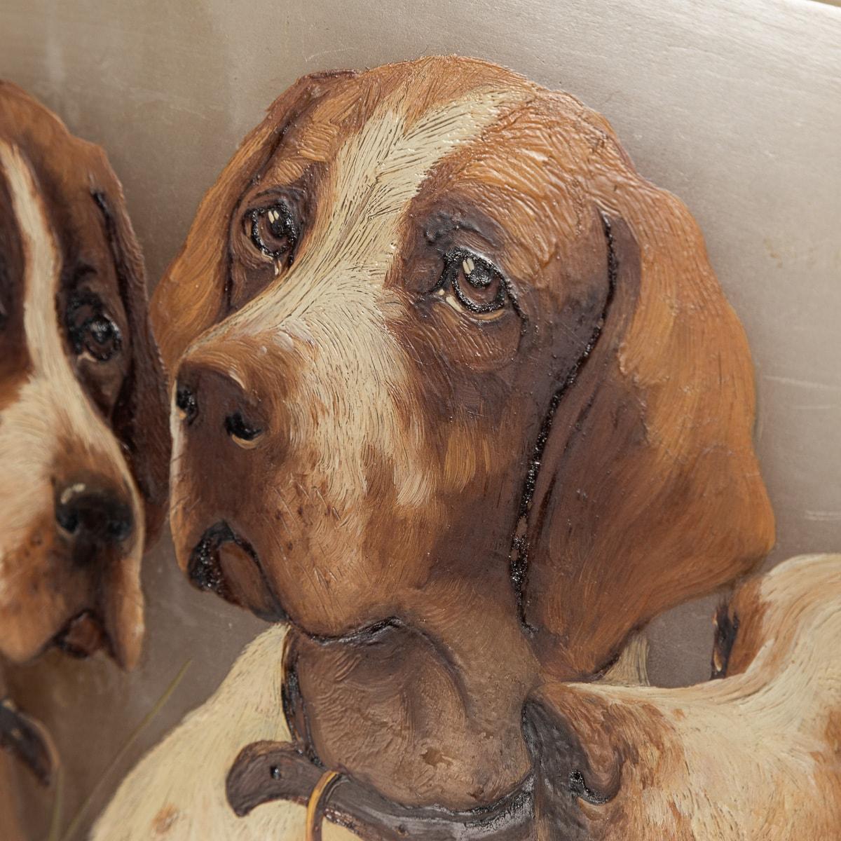 20th Century Italian Set Of Five Oil On Marble Paintings Of Gun Dogs c.1920 For Sale 12