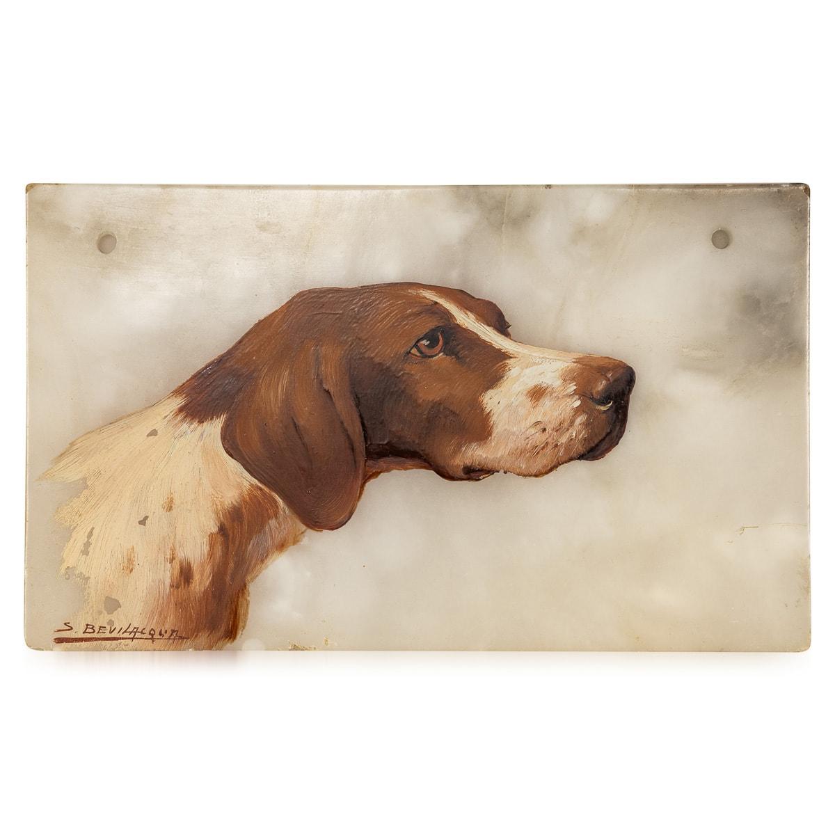 20th Century Italian Set Of Five Oil On Marble Paintings Of Gun Dogs c.1920 In Good Condition For Sale In Royal Tunbridge Wells, Kent