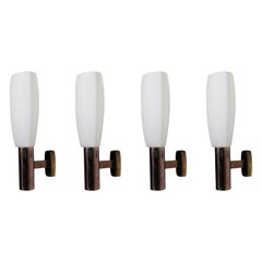 20th Century Italian Set of Four Aluminum, Brass Wall Sconces by Stilnovo