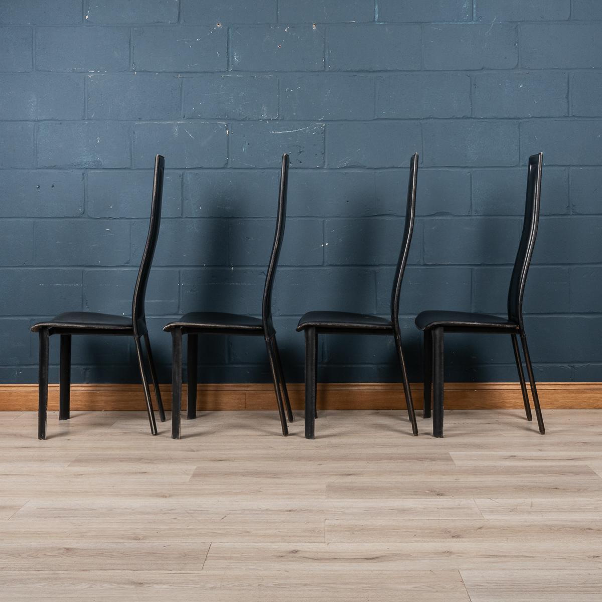 Leather 20th Century Italian Set Of Four Dining Chairs By Giorgio Cattelan For Emmepi For Sale