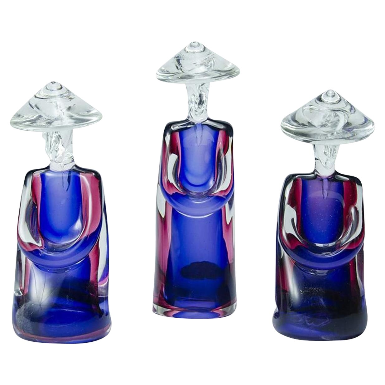 20th Century Italian Set of Murano Glass Japanese Farmers by Archimede Seguso