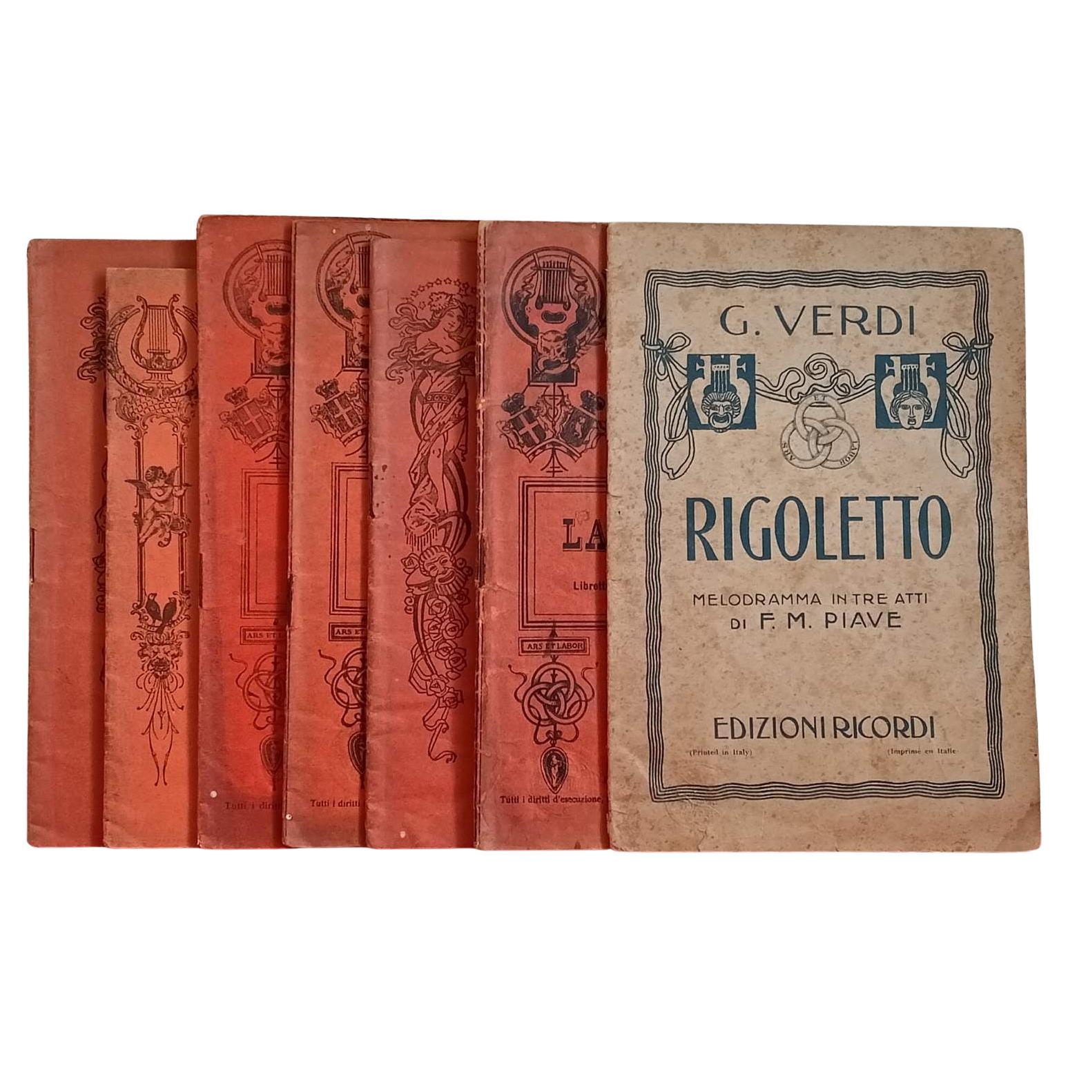 Ensemble italien du 20e siècle de sept librettos d'opéra anciens imprimés en 1903 en vente