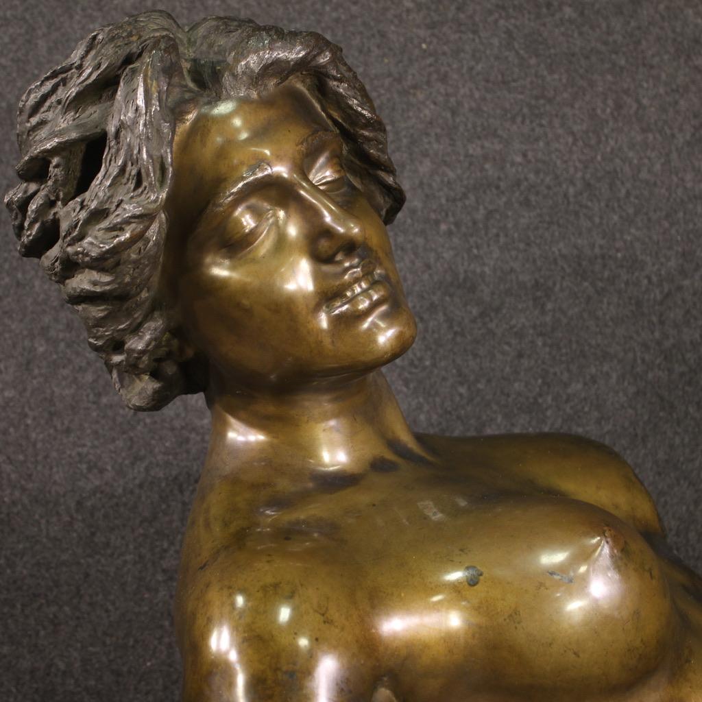 20th Century Italian Signed Giuseppe Renda Bronze Sculpture Nude Female, 1910 In Good Condition In Vicoforte, Piedmont