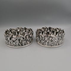 20th Century, Italian, Silid 880 Slver Pair of Coasters, Wine Bottle Coasters