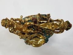 20th Century Italian Silver 800 and Ebony "Benvenuto Cellini Salt Cellar"Replica