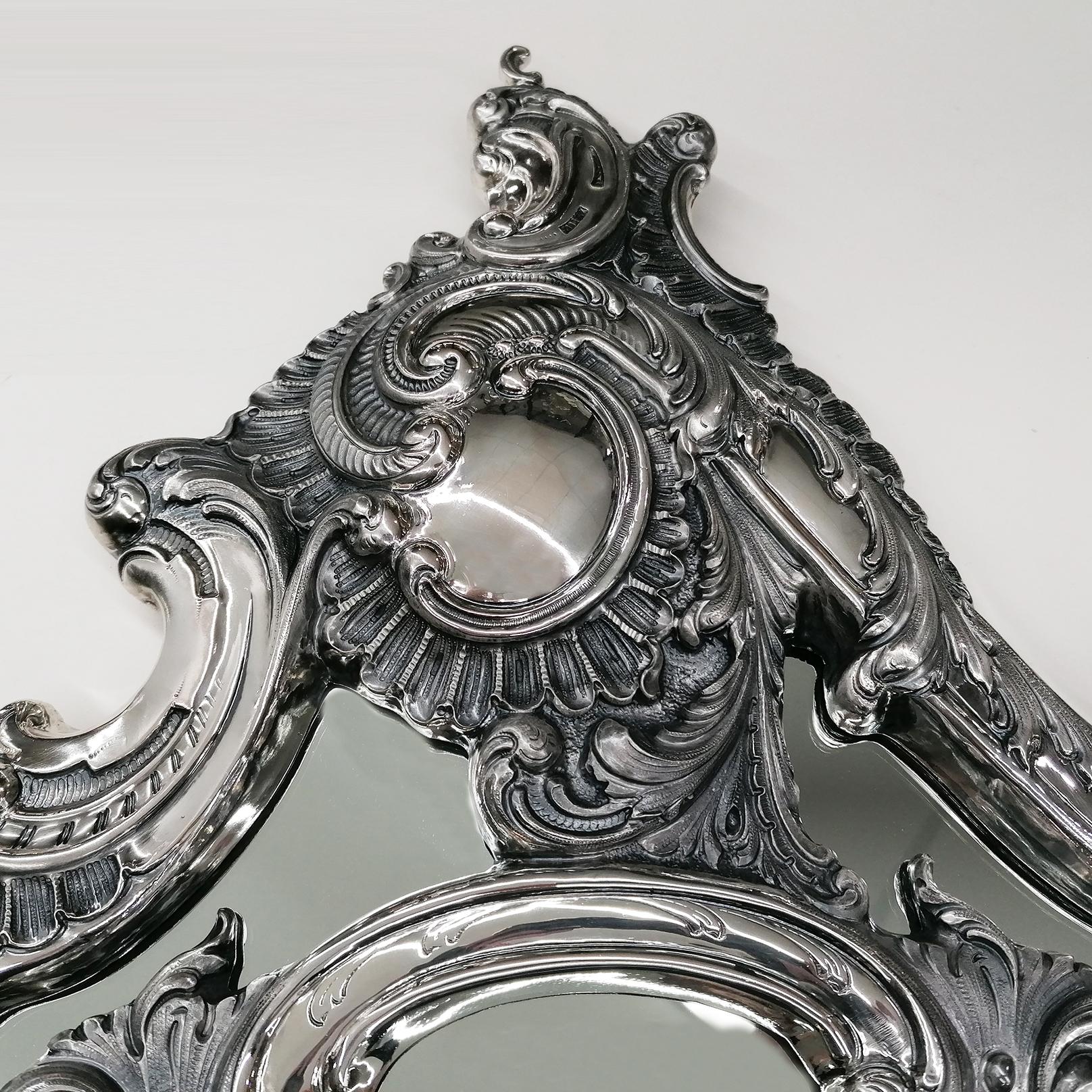 Espejo de pared Barocco 800 de plata italiana del siglo XX en venta 4