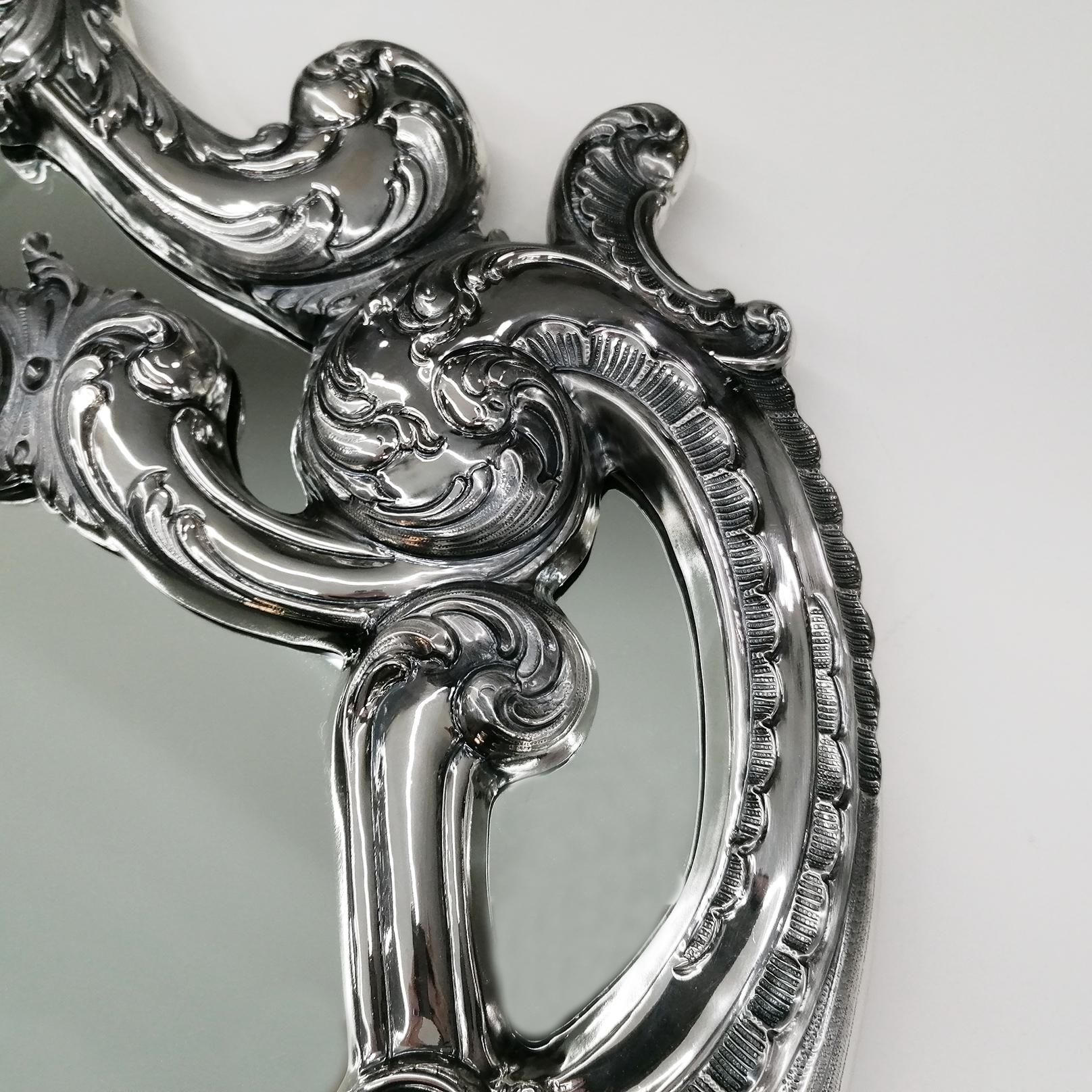 20th Century Italian Silver 800 Barocco Wall Mirror For Sale 7