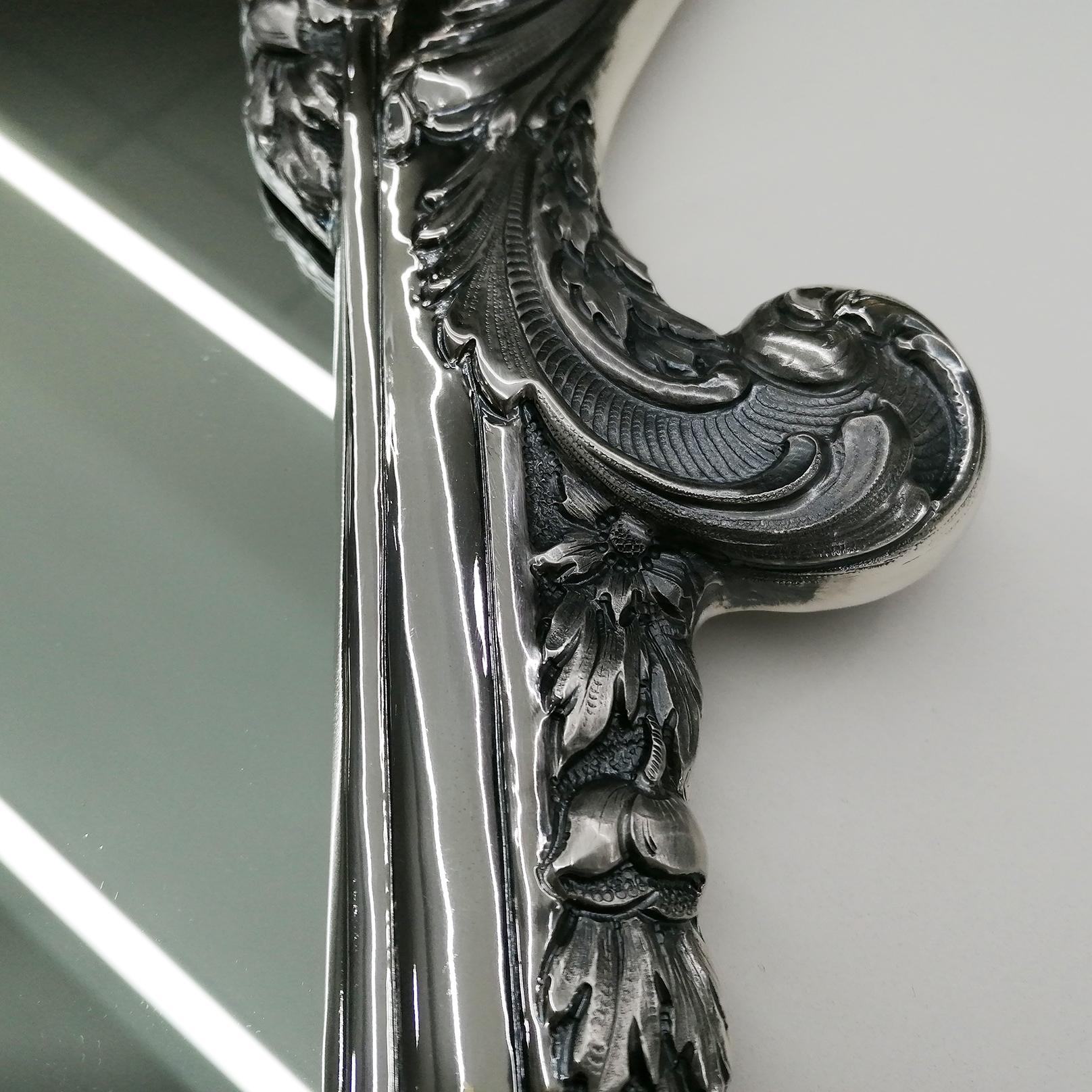 20th Century Italian Silver 800 Barocco Wall Mirror For Sale 8