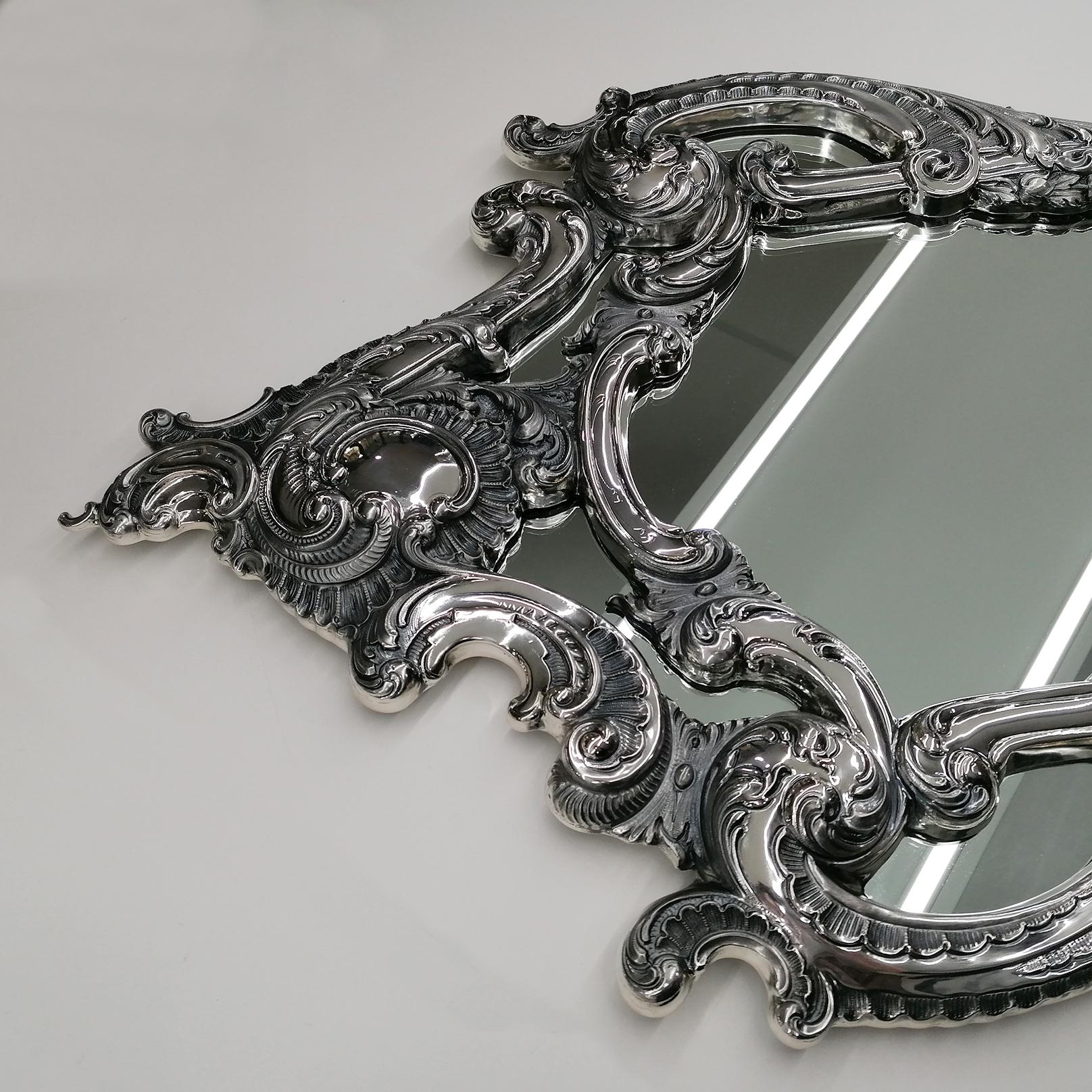 20th Century Italian Silver 800 Barocco Wall Mirror For Sale 10