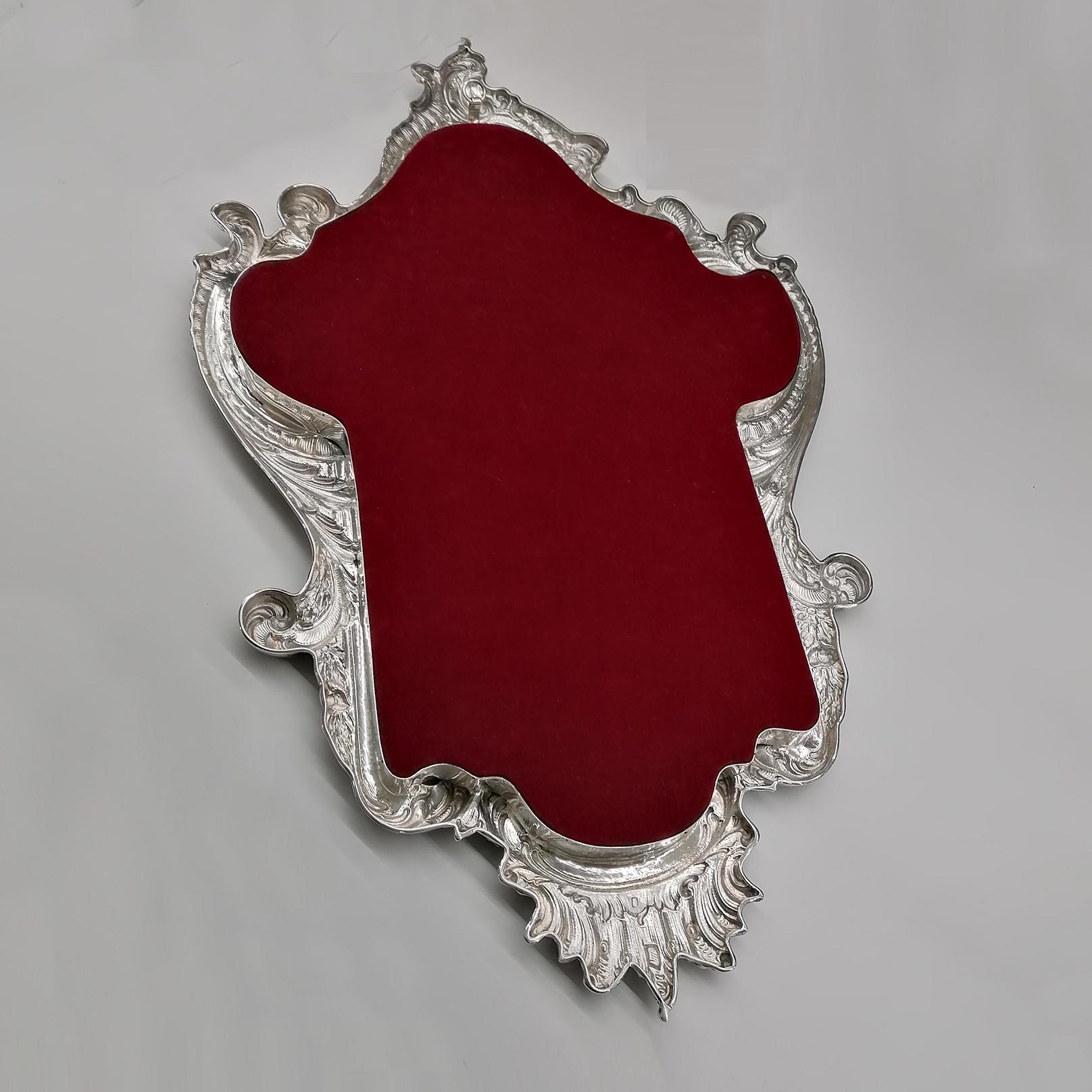 20th Century Italian Silver 800 Barocco Wall Mirror For Sale 11