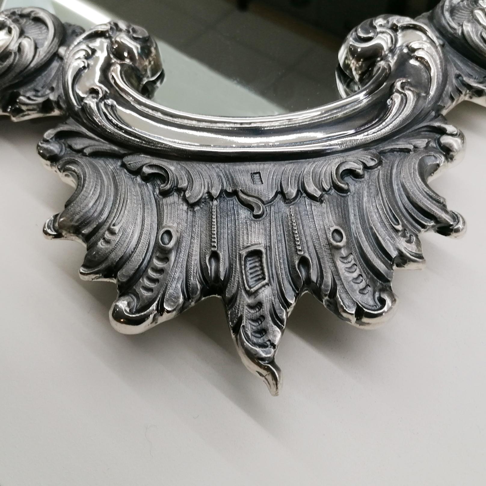 Espejo de pared Barocco 800 de plata italiana del siglo XX en venta 2