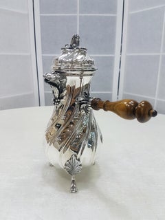 20th Century Italian Silver Baroque Style Chocolate Pot on feet