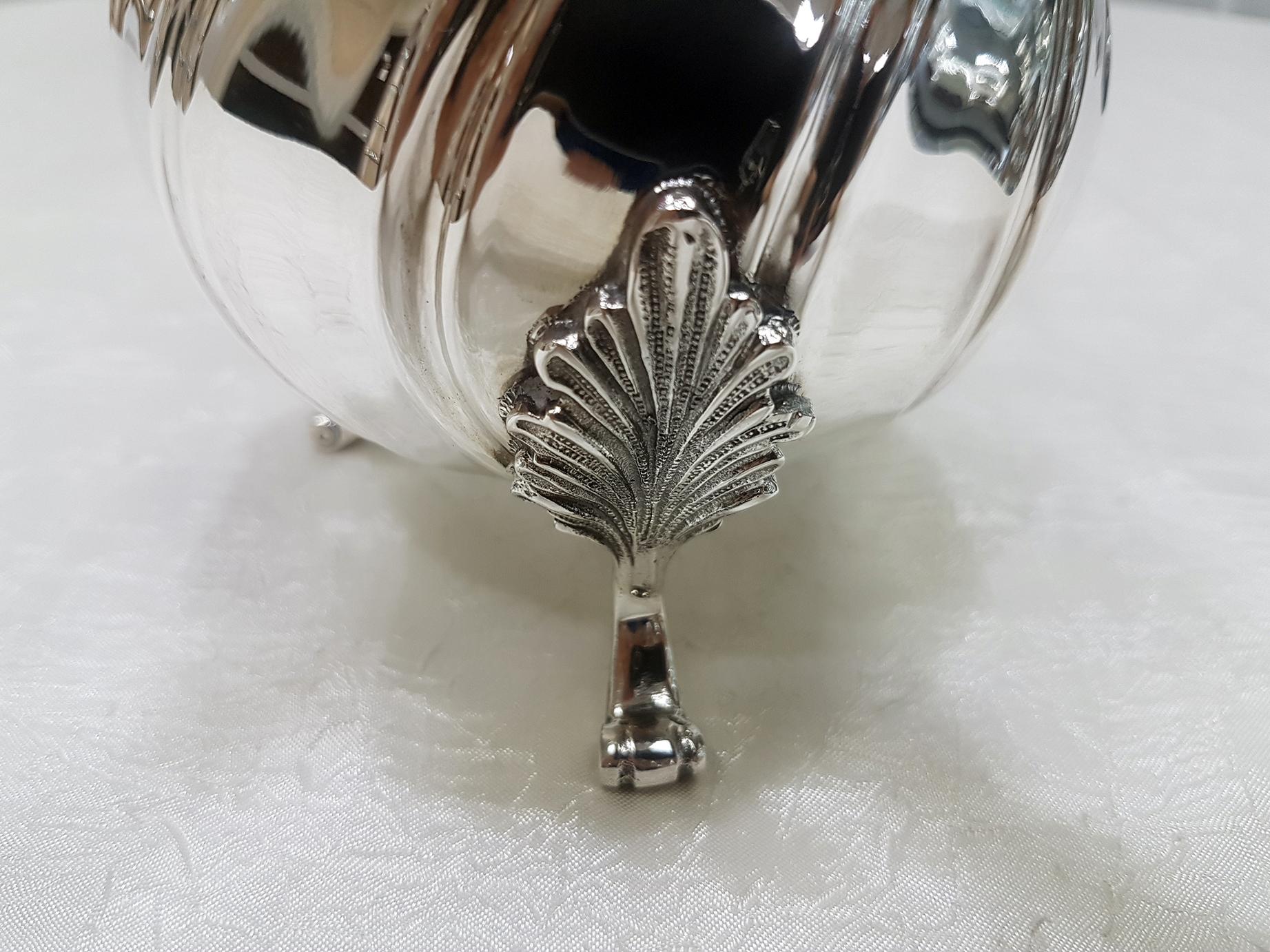 20th Century Italian Silver Baroque Style Chocolate Pot on feet For Sale 1
