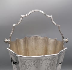 20th Century Italian Silver Baroque Style Conic Champagne Bucket with Handle