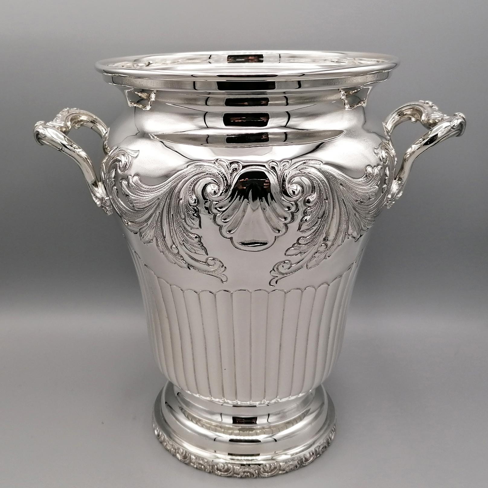 20th Century Italian  Silver Champagne Bucket Baroque Style For Sale 8