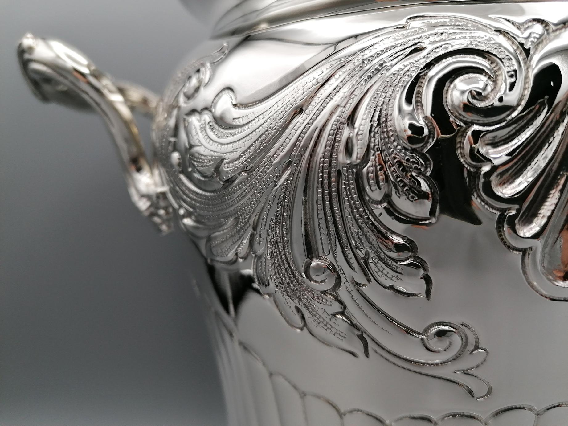 20th Century Italian  Silver Champagne Bucket Baroque Style For Sale 2