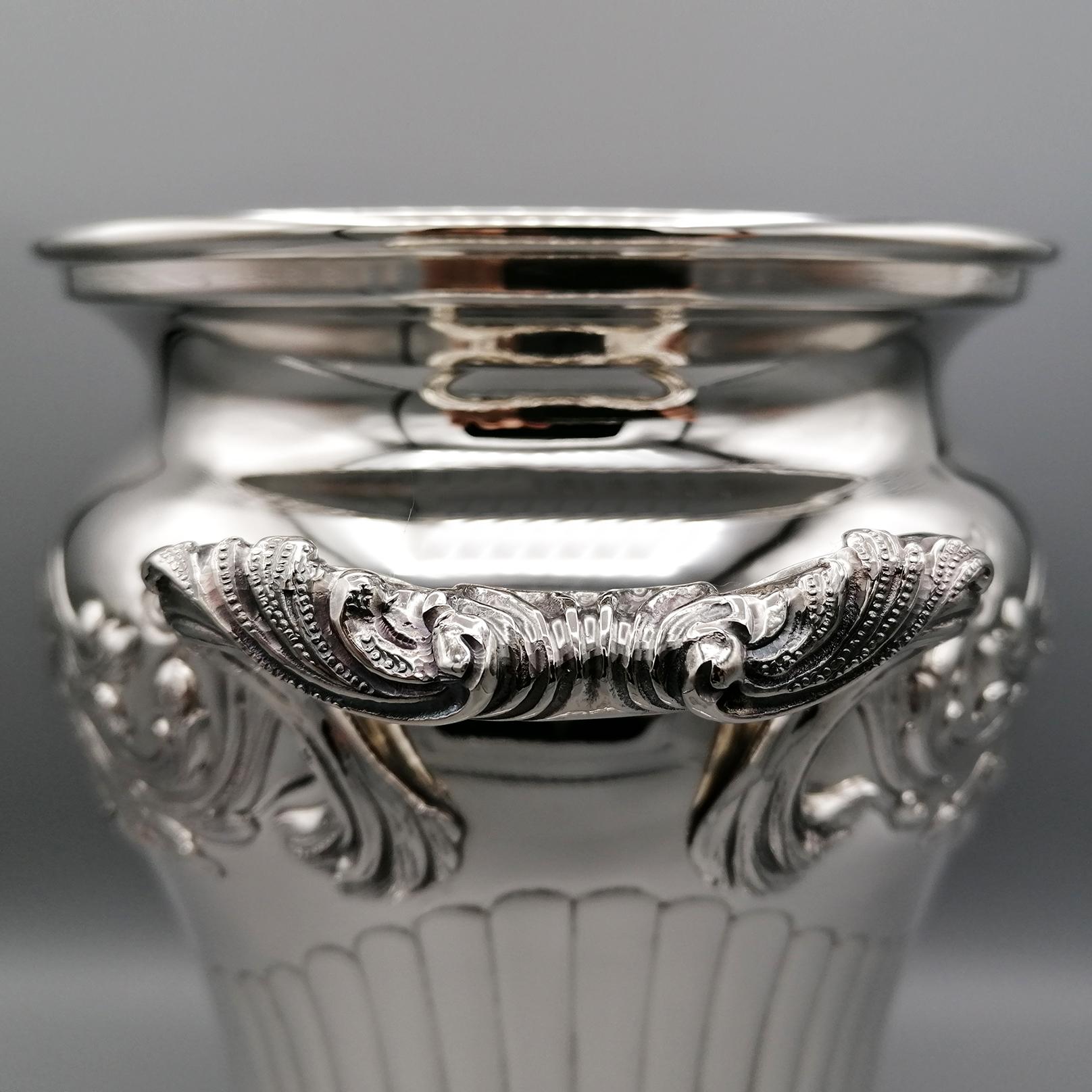 20th Century Italian  Silver Champagne Bucket Baroque Style For Sale 4