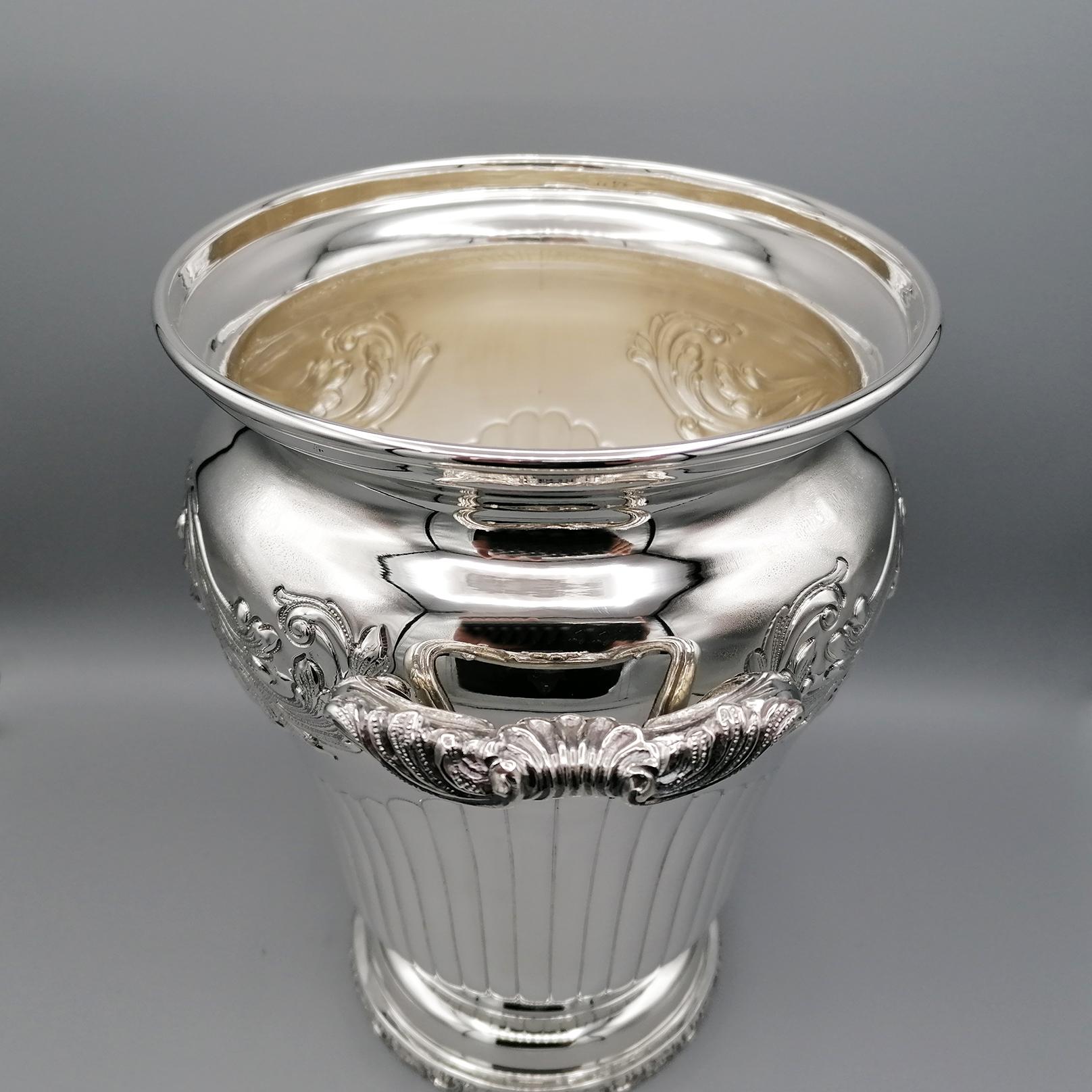 20th Century Italian  Silver Champagne Bucket Baroque Style For Sale 5