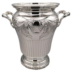 20th Century Italian  Silver Champagne Bucket Baroque Style