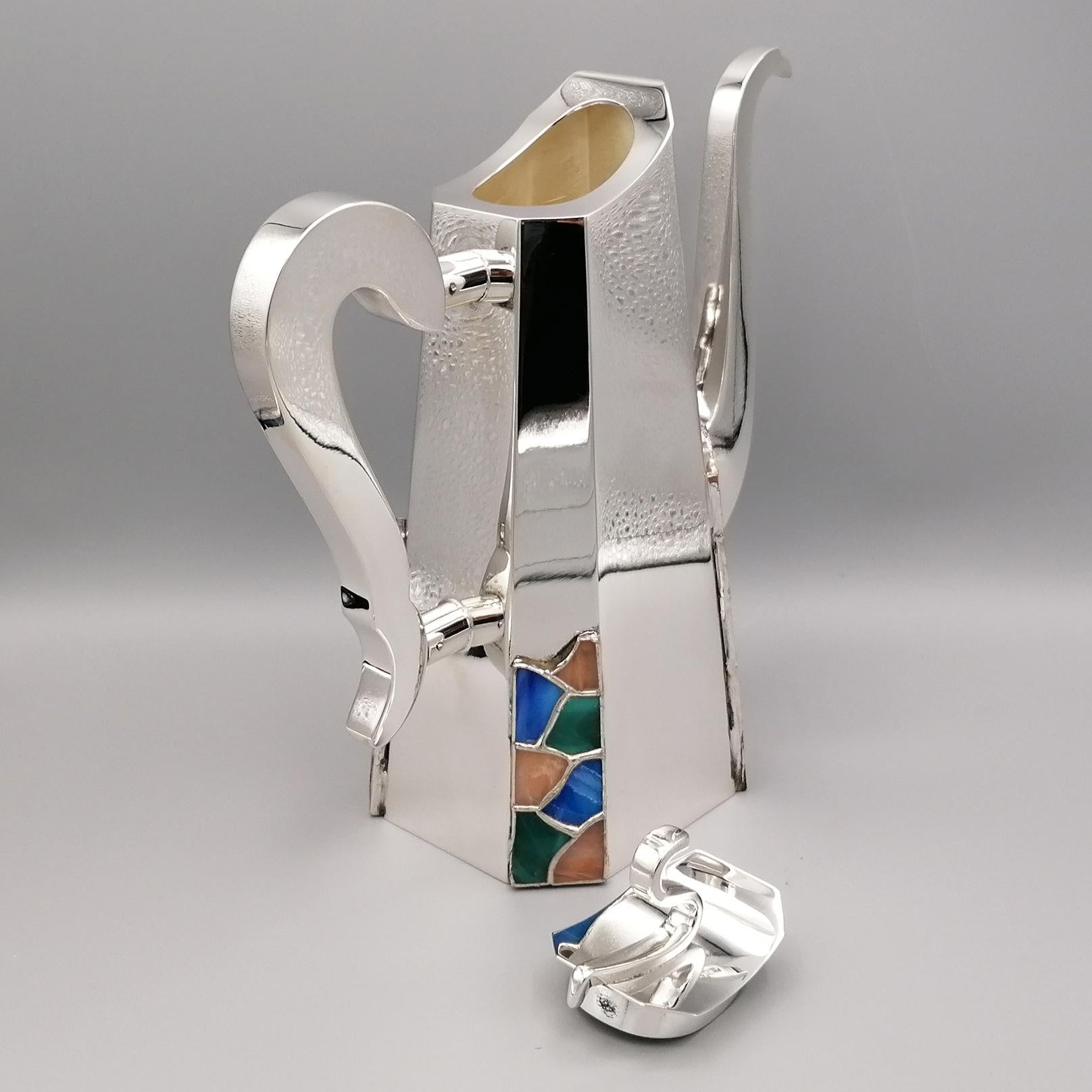 20th Century Italian Silver Coffe, Chocolate Pot Art Decò Style For Sale 6