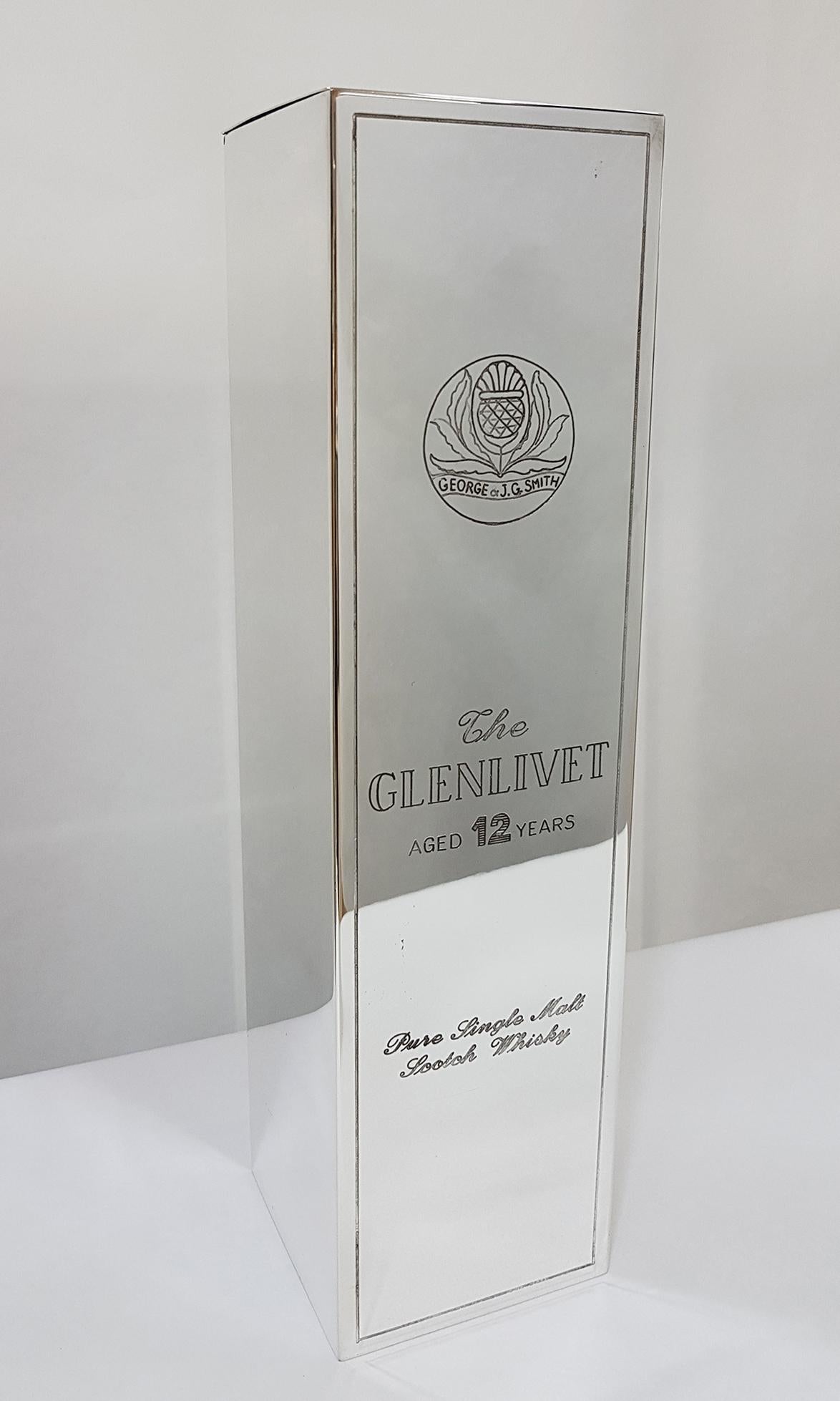 20th Century Italian Silver Engraved Whisky Bottle Holder 