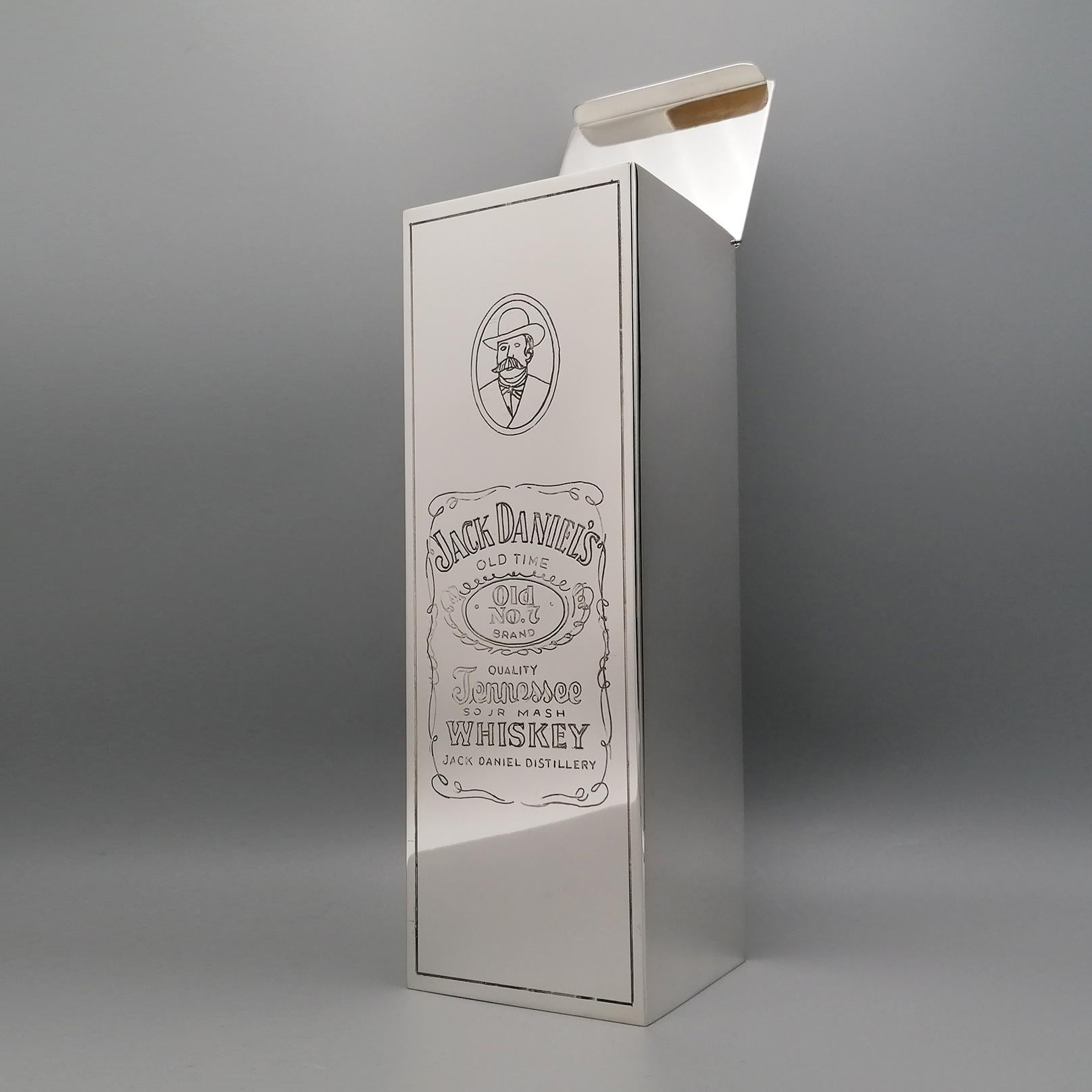 Late 20th Century 20th Century Italian Silver Engraved Whisky Bottle Holder 