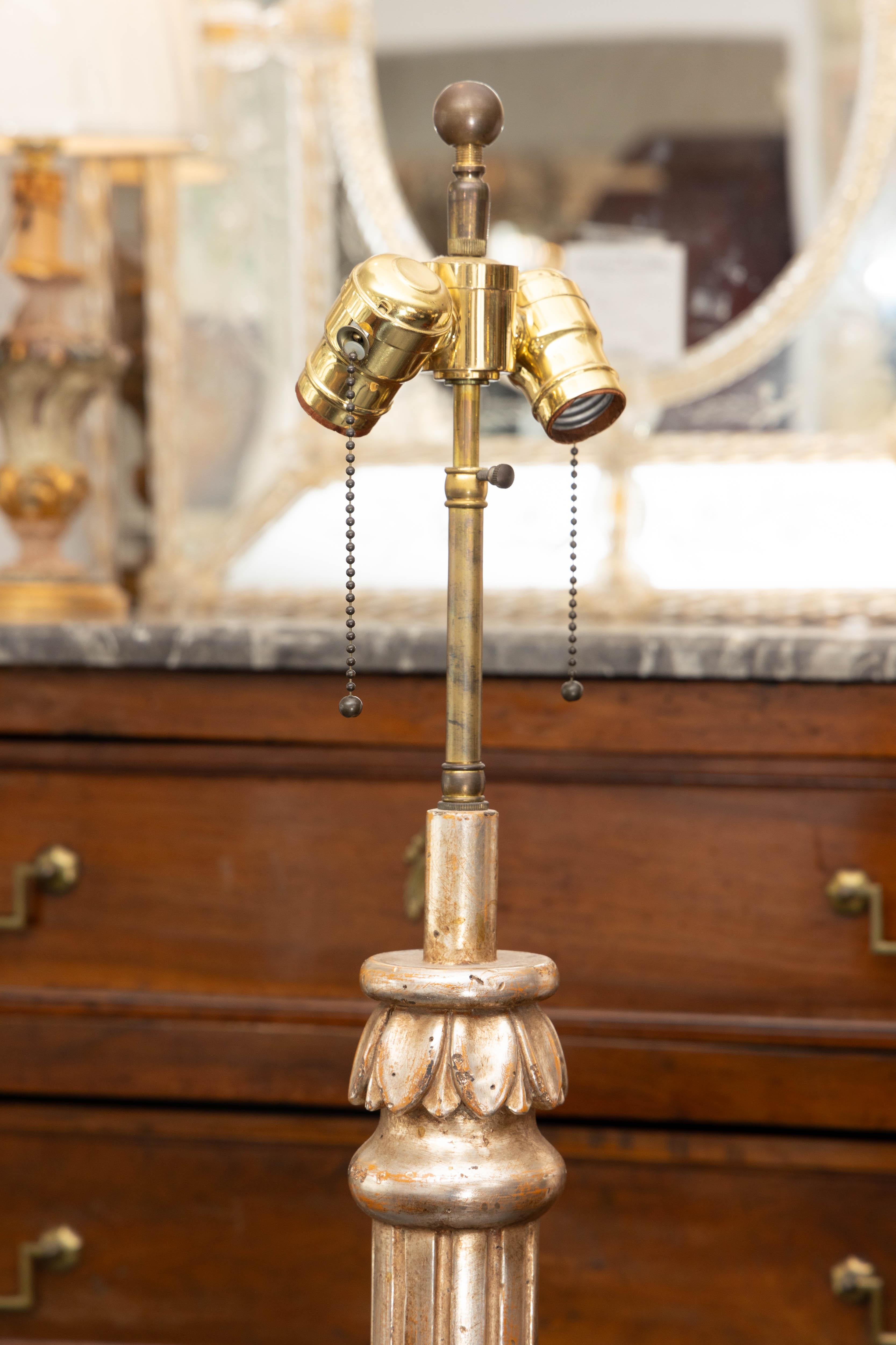 20th Century Italian Silver Gilt Floor Lamp In Good Condition For Sale In WEST PALM BEACH, FL