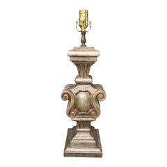20th Century Italian Silver Gilt Gessoed Lamp