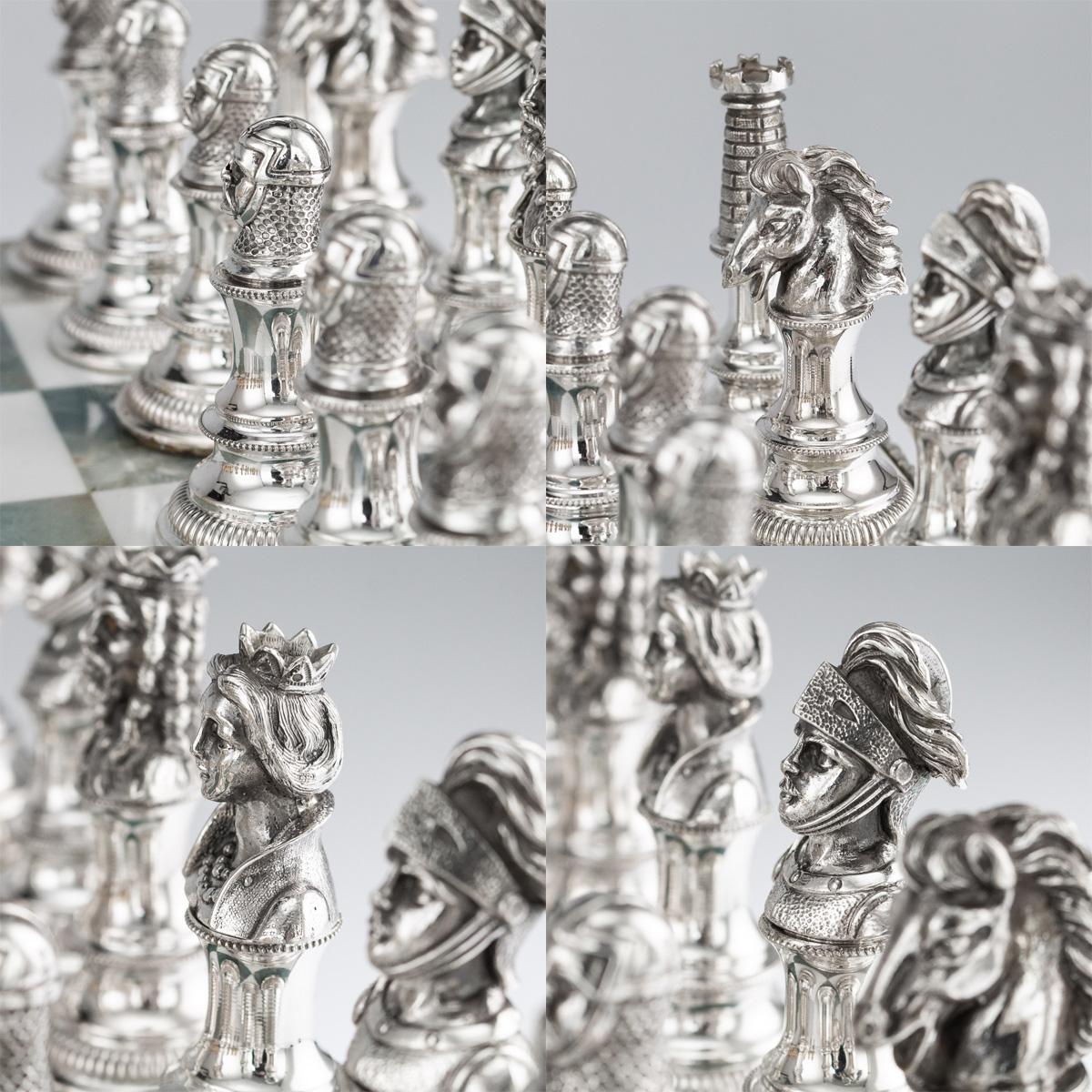20th Century Italian Silver Gilt and Marble Chess Set, circa 1960 7