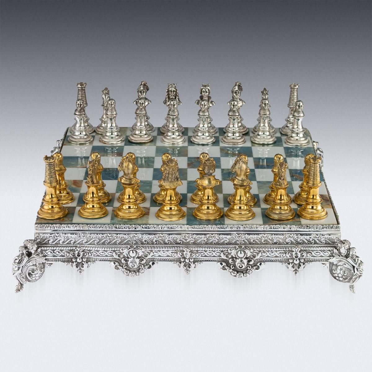 20th Century Italian Silver Gilt and Marble Chess Set, circa 1960 In Good Condition In Royal Tunbridge Wells, Kent