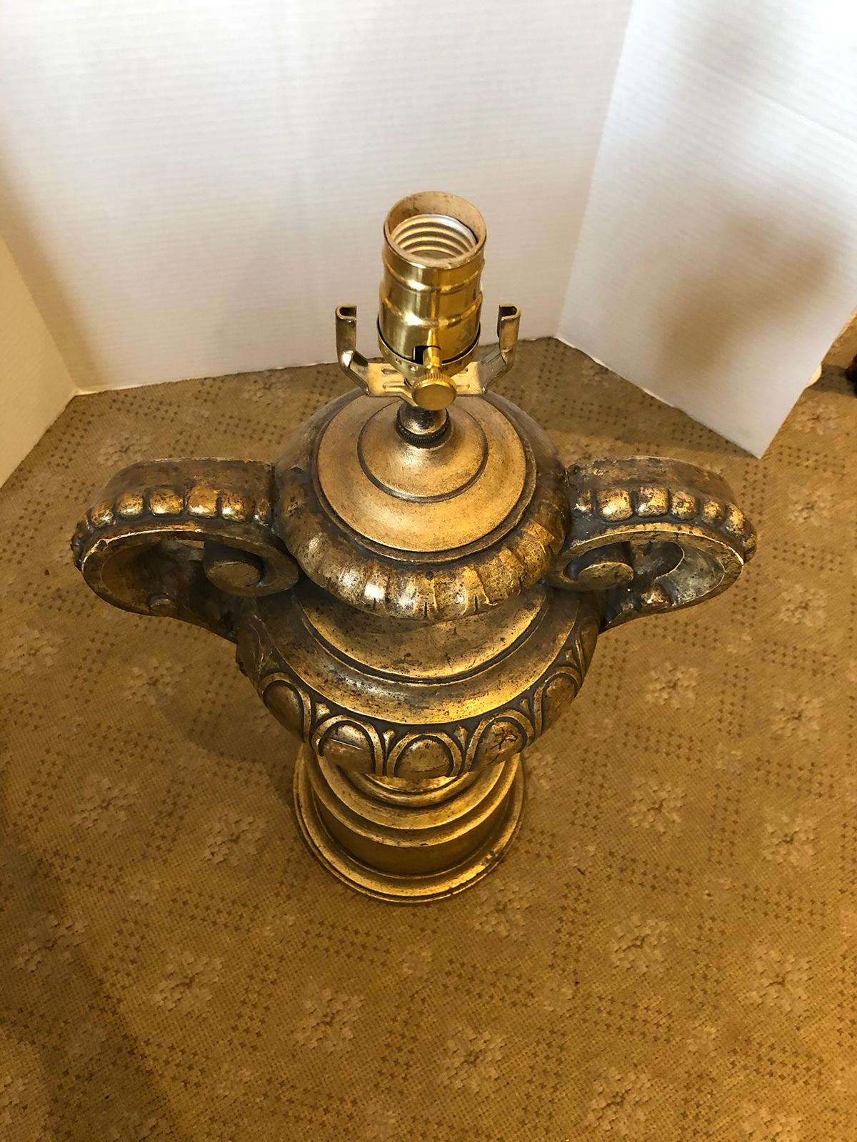 20th Century Italian Silver Gilt Urn Lamp For Sale 9