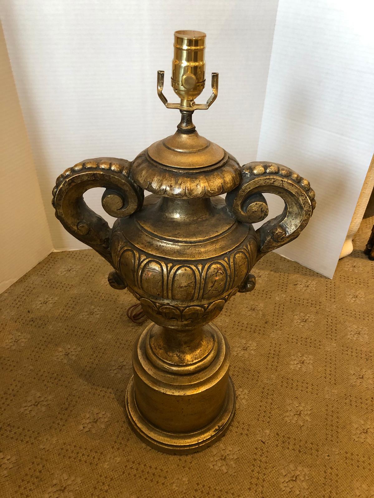 20th Century Italian Silver Gilt Urn Lamp For Sale 11