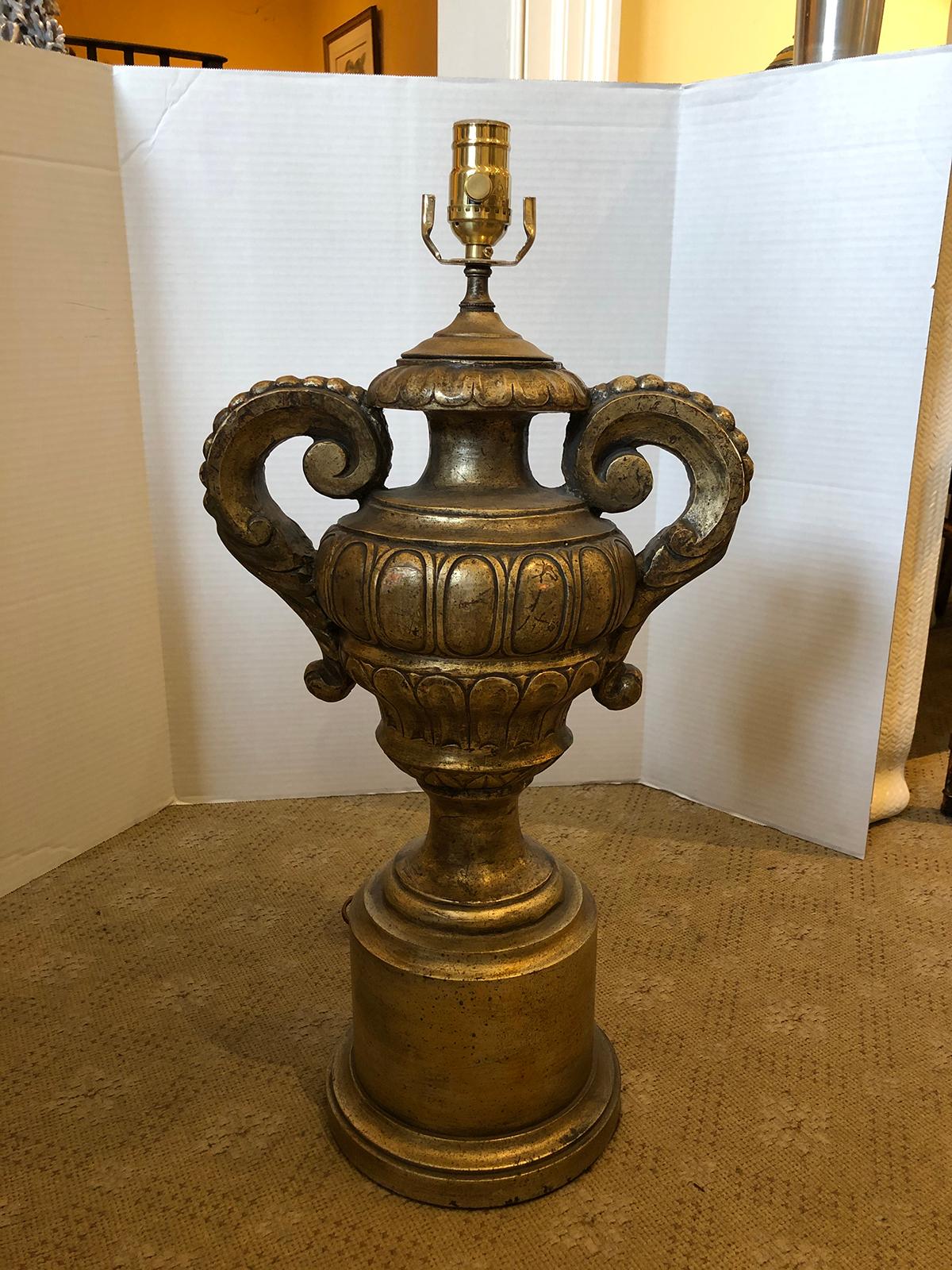 20th century Italian silver gilt urn lamp
New wiring.