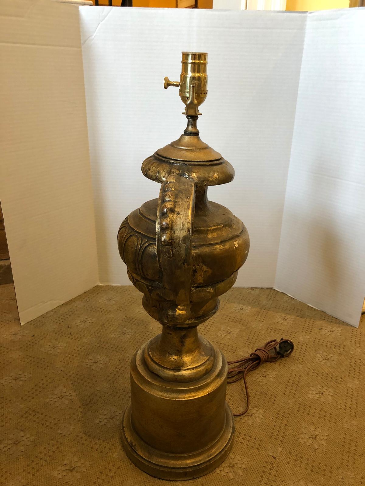 20th Century Italian Silver Gilt Urn Lamp For Sale 1
