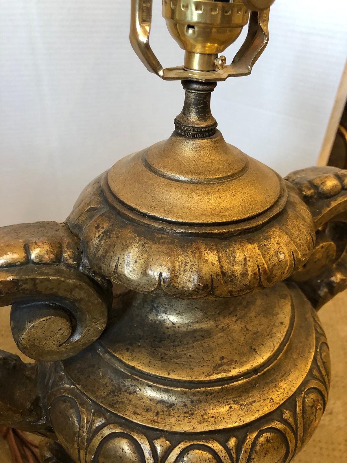 20th Century Italian Silver Gilt Urn Lamp For Sale 2