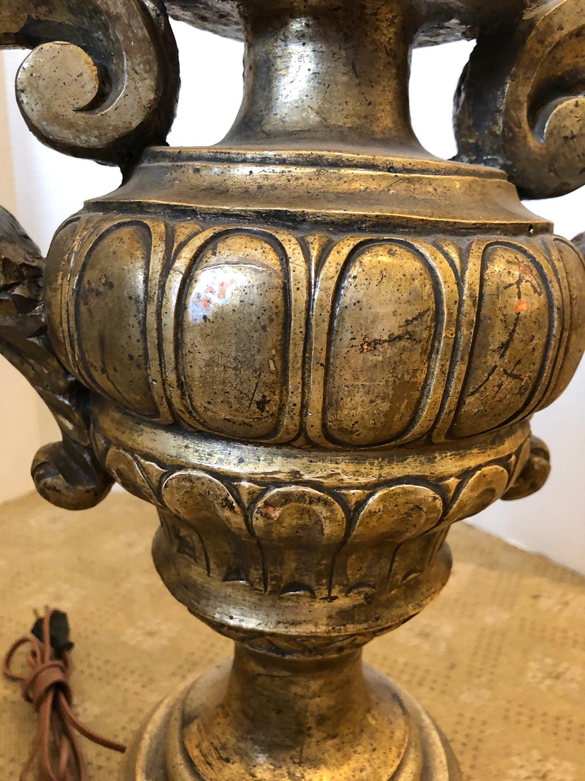 20th Century Italian Silver Gilt Urn Lamp For Sale 5