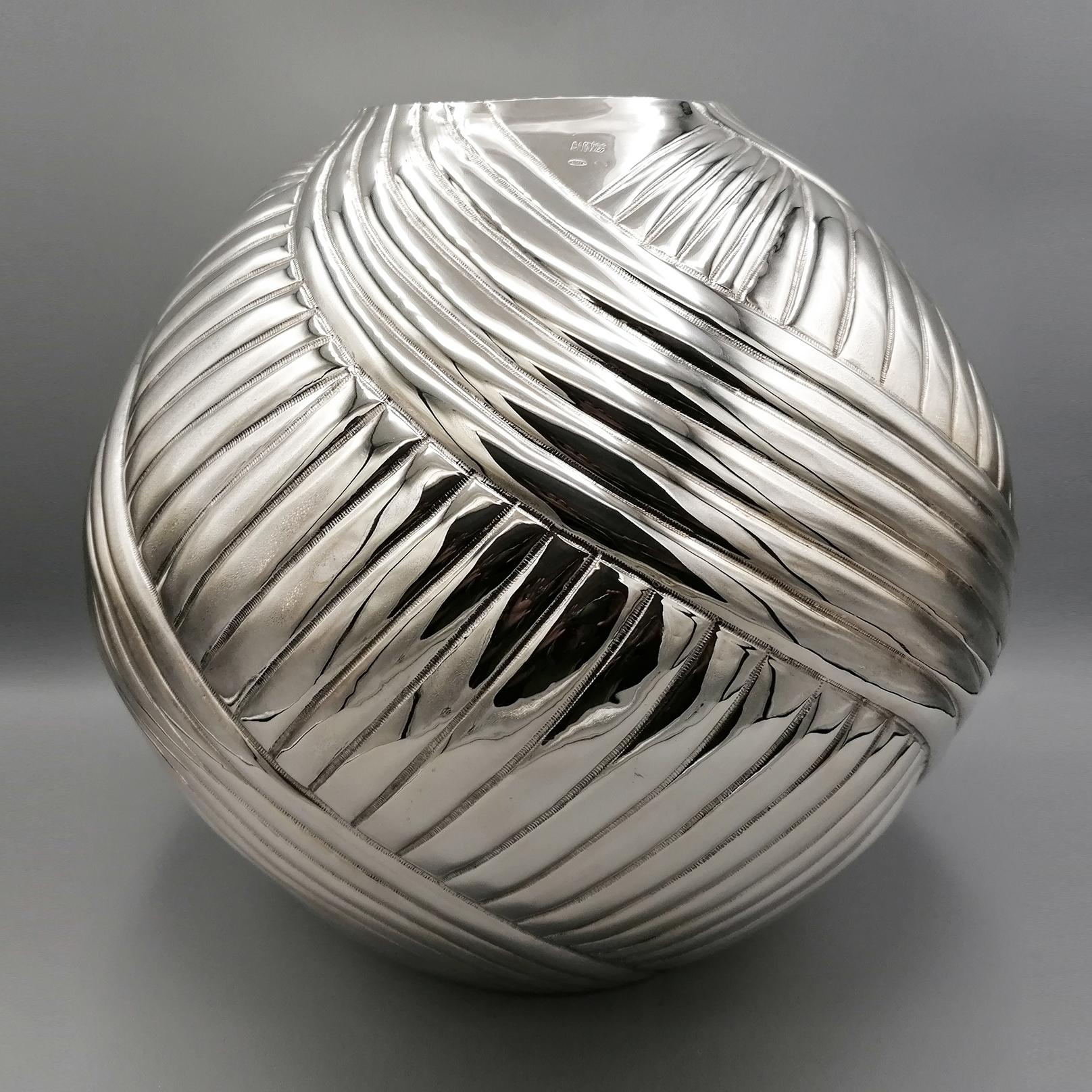 silver round vase